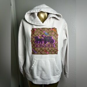 Coach Off White Hoodie with Purple and Brown Design XS